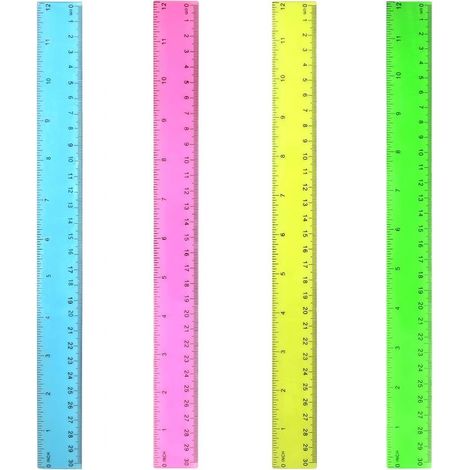 Règle en plastique transnt de 30 cm – Outil de mesure flexible et durable pour enfants, étudiants, école et bureau – Multicolore (1/4)
