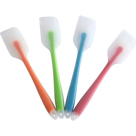 Silicone Spatulas 4 Pieces Heat Resistant Flexible Spatula with Good Grip Stainless Steel Seamless, Heavy Duty, BPA Free, Large, Dishwasher Safe