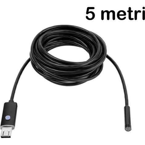 Telecamera Endoscopica 5M 6 Led Cavo Flessibile Impermeabile Sistema Android