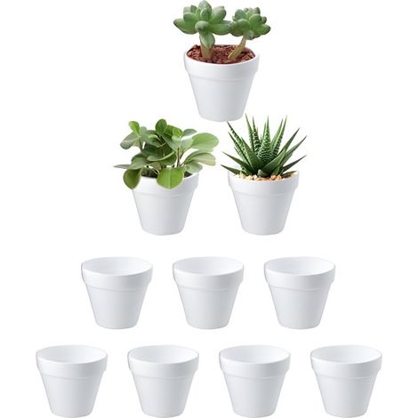 10 mini vasi da fiori, bianchi, in ceramica anticata, per piante grasse, mini vasi in plastica infrangibili per piante da interno e da giardino, piante grasse, piante d'appartamento (1/5)