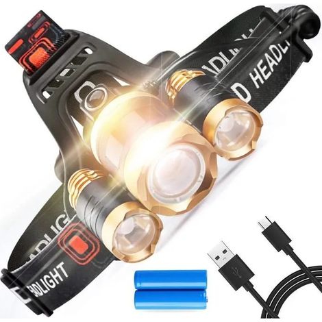 Lampes frontales, Tacklife Lampe frontale LED de Tête Professionnelle /6000 Lumens 200 m lampe frontale running usb rechargeable (1/4)