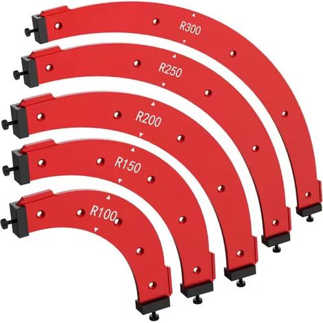 Round Corner Jig,Round Corner Jigs for Woodworking,Round Corner Radius Stencils For Woodworking,with R100-R300 Aluminum Alloy Removable Clip for Woodworking (1/5)