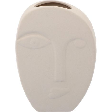 Vase à Fleurs en Céramique Blanc Visage Abstrait Design Nordique pour Décoration Intérieure et Arrangement Floral Original (1/5)