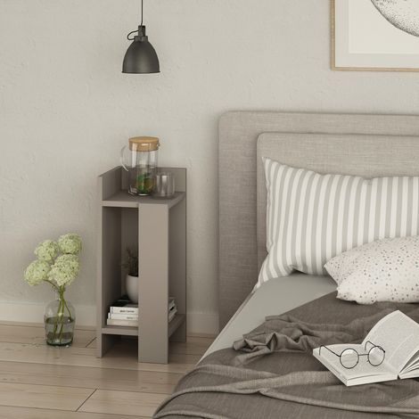Comodino sinistro color moka chiaro, 25x60 cm, per camera da letto o camera degli ospiti (1/3)