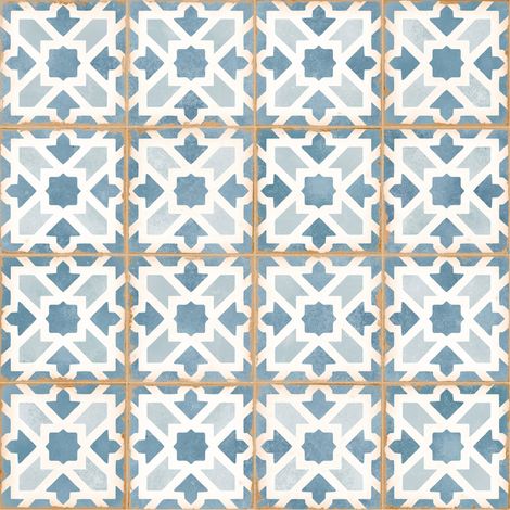 Carrelage effet Carreau ciment Alzari Bleu 12,4x12,4x0,8 cm Serano - Sol et mur intérieur (vendu par carton de 0,49 m²) - RO'MA CARRELAGE