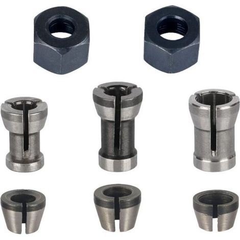 Mandrin de Fraiseuse - Lot de 8, Collet Mandrin Affleureuse (6 mm, 6.35 mm, 8 mm), Pince de Serrage Defonceuse (1/4)