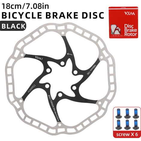 disque flottant noir de 180 mm Disque de frein flottant VXM pour vélo, 160/180 mm, plaquettes de frein à disque à six broches (1/5)