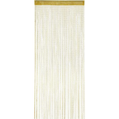 Rideau à paillettes en fil métallique 100 x 200 cm, rideau tunnel amovible pour portes et cadres, doré (1/5)