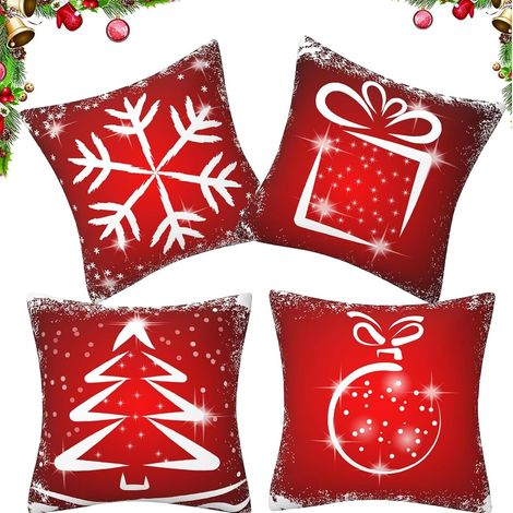 Lot de 4 housses de coussin de Noël, 45 x 45 cm, pour canapé et salon (1/5)