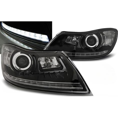 Paire de feux phares Skoda Octavia de 2009 a 2012 Daylight led DRL noir-27361820 (1/4)
