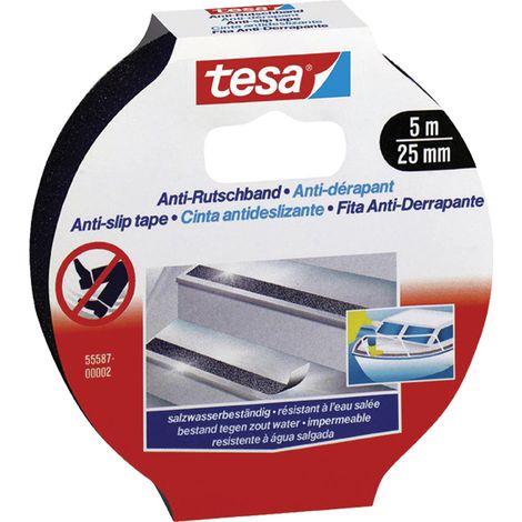 Tesa Cinta antideslizante negra 5m x 25mm alta adhesión