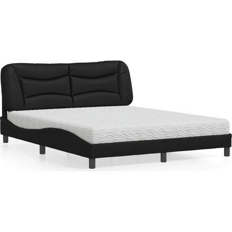 Lit avec matelas Hvar noir 160x200 cm similicuir