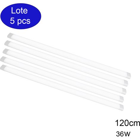 Pack de 5 luminaires LED 1.2m 36W 4500lm 6000K Blanc Froid, boîtier blanc