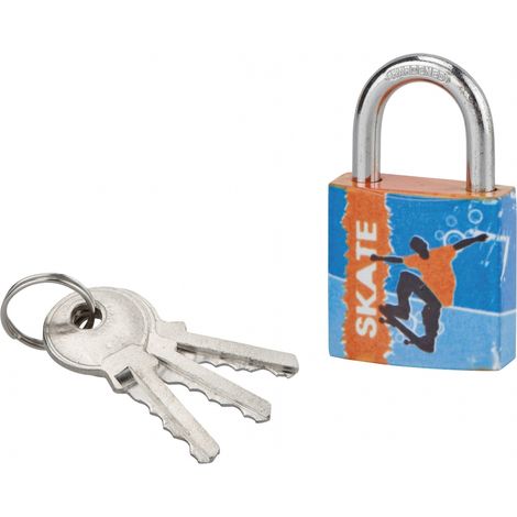 Lucchetto Palestra Sport Skate, acciaio, interno, arco in acciaio, 30mm, 3 chiavi - THIRARD