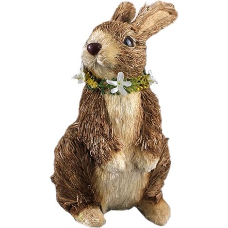 1 décoration de lapin en paille, topiaire, décoration gonflable de Pâques pour l'extérieur, mini lapin