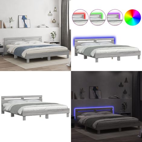 Bettgestell mit Kopfteil und LED-Beleuchtung Grau Sonoma - Bettstellengestell - Holzbettwäsche - Doppelbett - Boxspringbett - LED Beleuchtung - Home & Living (1/5)