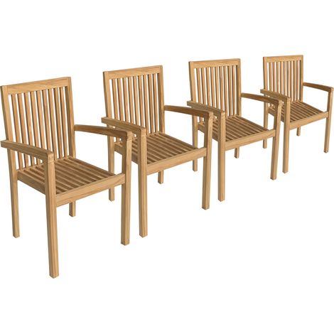 Set di 4 sedie da giardino JAVA impilabili in teak (1/5)