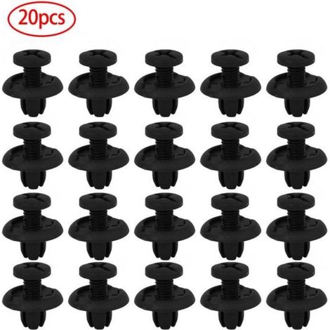 20 pièces Boulon Écrou, clips de retenue en plastique noir, fixation pare-chocs garde-boue capot, accessoires automobile universels (1/3)