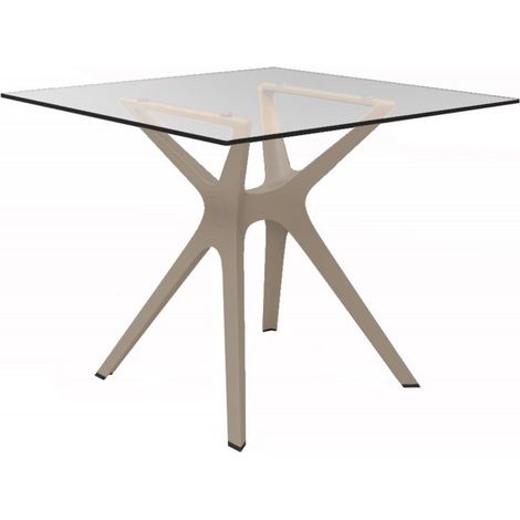 Table carrée 90x90 Vela S Resol verre beige transparent (1/5)