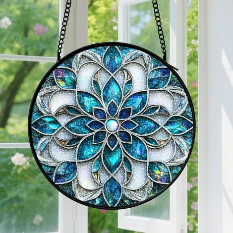 9cm Suspension en vitrail - Attrape-soleil artistique élégant unique coloré, décoration jardin fenêtre, cadeau Fête des Mères pour femme, homme (1/5)