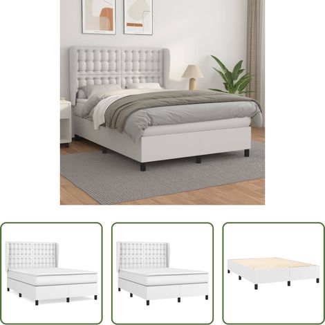 vidaXL Weißbett - Boxspringbett mit Matratze Weiß 140x200 cm Kunstleder (1/5)