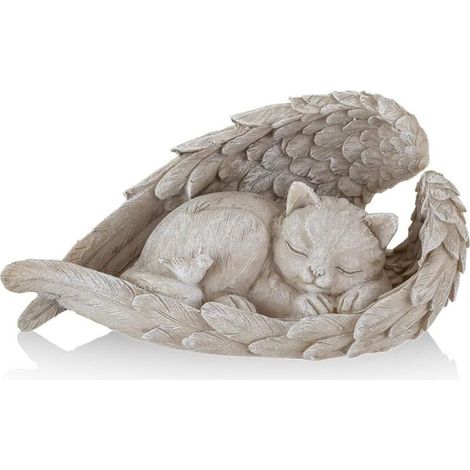 Statue commémorative de chat d'ange, commémorez votre compagnon à fourrure perdu, statue de chat pour l'extérieur, le jardin ou la pierre tombale 1pc