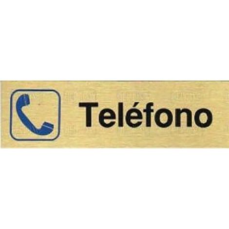 placa de señalización teléfono. aluminio. rectangular alargada. 150 x 45 mm
