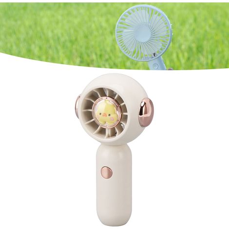 Ventilateur de poche mignon et portable pour les voyages, les étudiants, débit d'air élevé, portable, petit ventilateur, ventilateur de bureau rechargeable USB pour dortoir, blanc. (1/5)