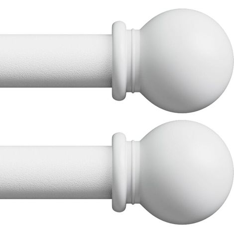 2 Pièce Tringle rideau, Extensible 80-304 cm, Diamètre 16mm, Avec embouts boule, Supports inclus, Pour salon chambre cuisine (1/5)