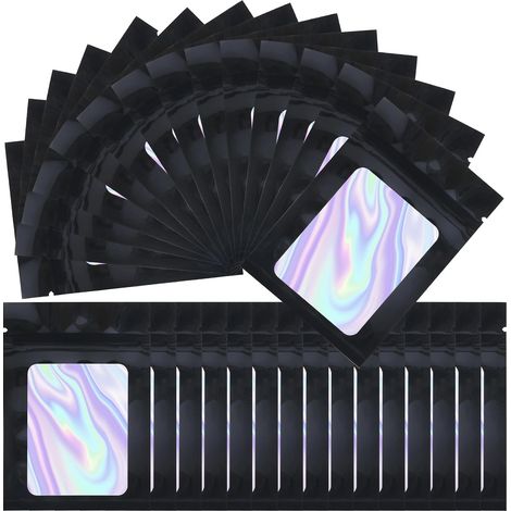 200 Pièces Ziplock Bags 10 x 7 cm SachetPlastiques Zip Noir Sachets Refermable Zip Imperméables l eau Poussière Pochon Zip (1/4)