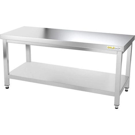 Table de travail en inox soubassement 1500 x 500 mm avec renfort PREMIUM - GOLDINOX (1/4)