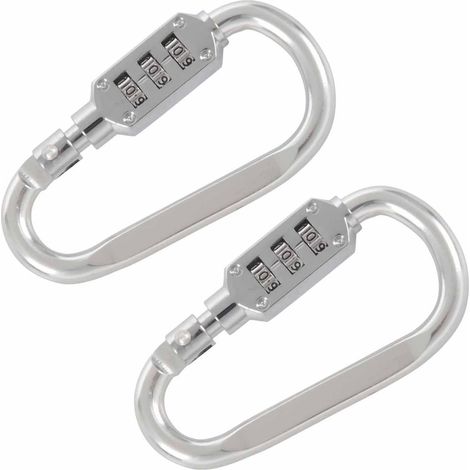 Set aus 2 dreistelligen Zahlenschlössern mit silbernen Karabinern (1/5)