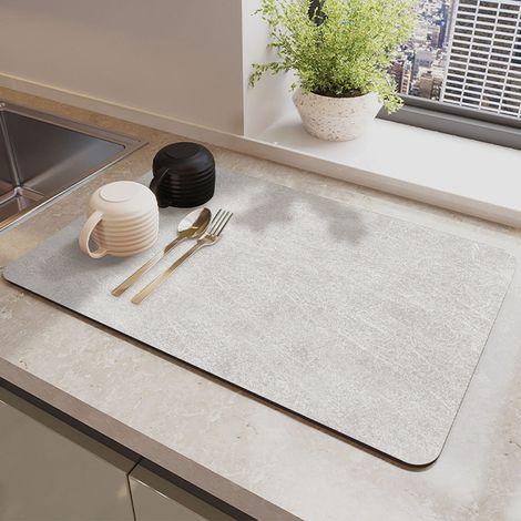Tapis égouttoir à vaisselle, 50 x 30 cm, tapis égouttoir de cuisine super absorbant, Gris Aoki