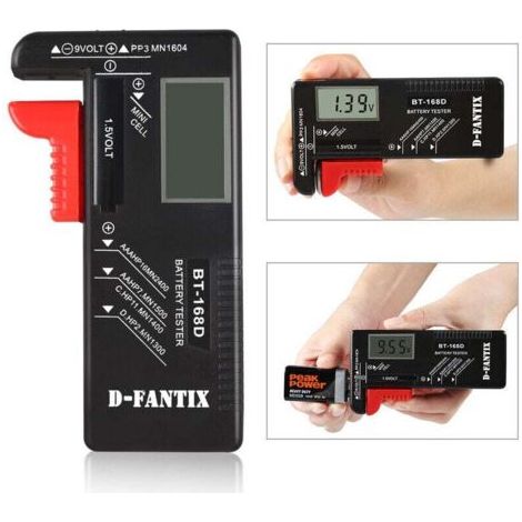 Digitaler Batterietester, Universal-Batterietester, Batterietester für AA, AAA, C, D, PP3, 9V, 1,5V, Knopfzellenbatterien - Funktioniert ohne Batterien