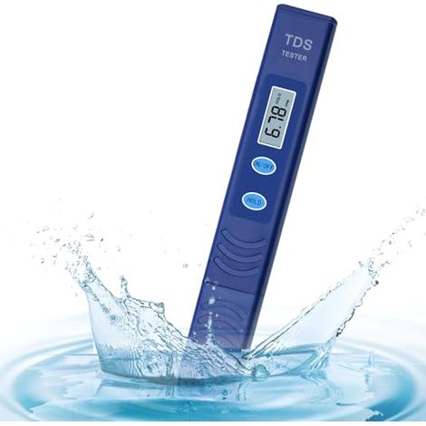 Testeur TDS pour qualité de l'eau， Mesure précise jusqu'à 9990 ppm ， Écran digital portable， Idéal pour eau potable, aquarium, piscine， Bleu foncé (1/5)