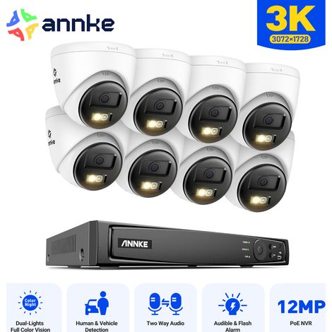 ANNKE 5MP Kit de Vidéosurveillance Exterieure 8CH NVR 8×Caméras Intelligente Double Lumière Vision Nocturne,Audio 2 Voies,Détection Mouvement,APP/PC à Distance Système de Sécurité Caméra
