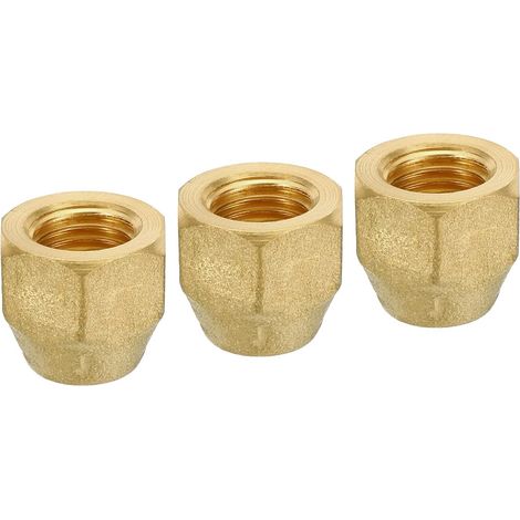 Brass Flare Plug, 1/4" Flare Female Flare Tube Fitting Nut Connector Adapter for HVAC Air Conditioner, Pack of 3 (1/5)