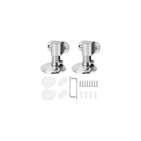2 Pièce Butée de Porte Magnétique en Métal, Butoir Arret de Porte Magnétique en Acier Inoxydable, Métal Butée de Porte Invisible, Avec Vis de Montage et 3M Colles, Inutile de Percer (Argent)