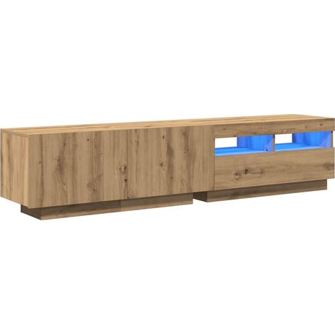 Mueble de TV luces LED madera roble artisan 180x35x40 cm vidaXL