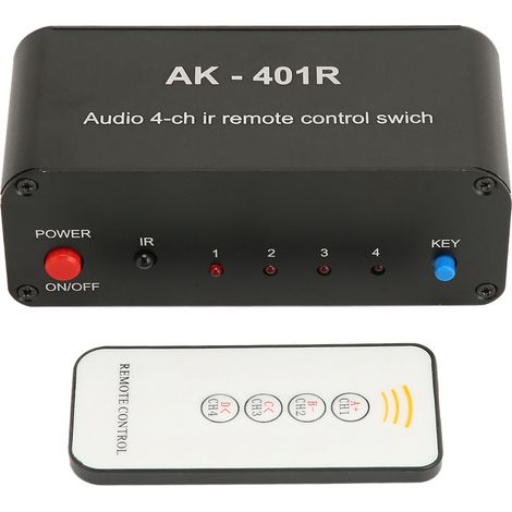 Sélecteur RCA 4 entrées 1 sortie avec télécommande infrarouge pour console de jeu et DVD (1/5)
