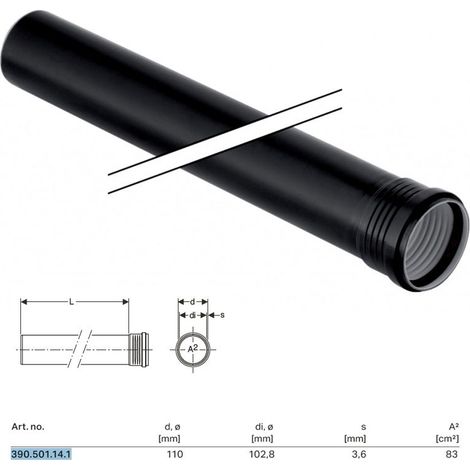Silent-PP Tubo GTEM con 1 bicchiere ø110 x L.250 mm 390.501.14.1