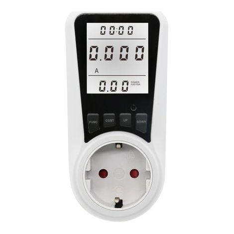 Prise de wattmètre de compteur d'énergie blanche, prise de compteur d'énergie à 7 modes, écran LCD, max 3680 W,lumière blanche (1/3)