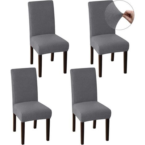 Fundas para sillas, 4 piezas, Funda para sofá, Fundas elásticas para sillas, Funda para silla, Funda, Protege tus sillas con estilo, Gris claro (1/5)