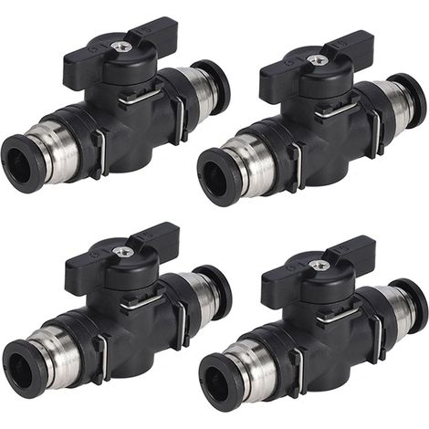 Vanne manuelle 4 pièces 8 mm robinet à boisseau sphérique pneumatique Push to Connect Fittings, vanne de contrôle du débit d'air BUC, connecteur rapide pour tuyau d'air, vanne de (1/5)