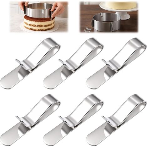 6 Pièces Clip pour Cercle à Pâtisserie en INOX, Pinces à Gâteau Réglables