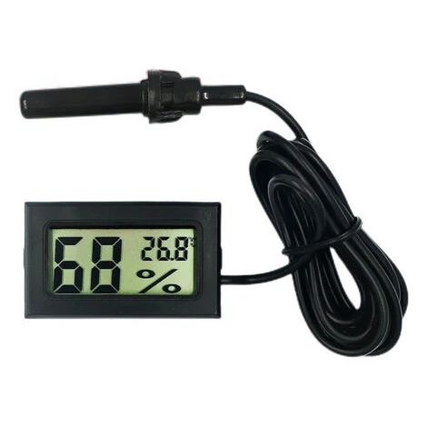 Thermomètre-hygromètre numérique LCD, appareil de mesure de la température et de l'humidité avec sonde externe pour incubateurs, terrariums et aquariums (HK) (1/5)