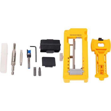 [JAMAIS UTILISÉ]Kit d'installation de charnières et de loquets de porte en plastique, gabarit de réglage précis et kit d'installation de loquets pour la maison, jaune (1/5)