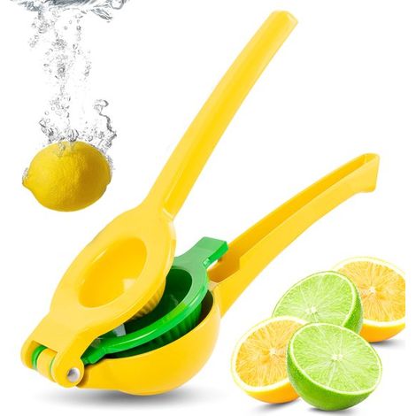 Exprimidor manual de limones 2 en 1 de 2 piezas, Pinza para limones, Pinza para zumos, Fácil de limpiar, 22,3 x 7,5 cm, etc, Verde, amarillo (1/5)