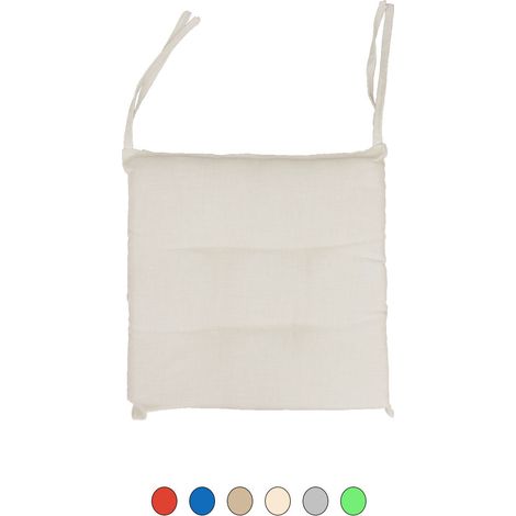Set Cuscini trapuntati per Sedia a tinta unita 40x40 con laccetti cm ideali per Interni ed Esterno 4/6/8 pezzi 4 Pezzi - Panna (1/3)