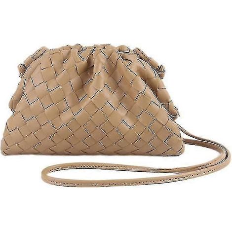 Bolso bandolera tejido PU Cloud Mini Clutch de piel (caqui)